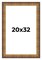 20x32 Museum Gold Picture Frame - UV Acrylic, Foam Board Backing, Hanging Hardware